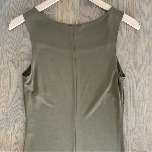 Vintage Y2K Ann Taylor Olive Square Neck Jersey Maxi Dress in Olive Green Size 4 - Picture 6 of 7